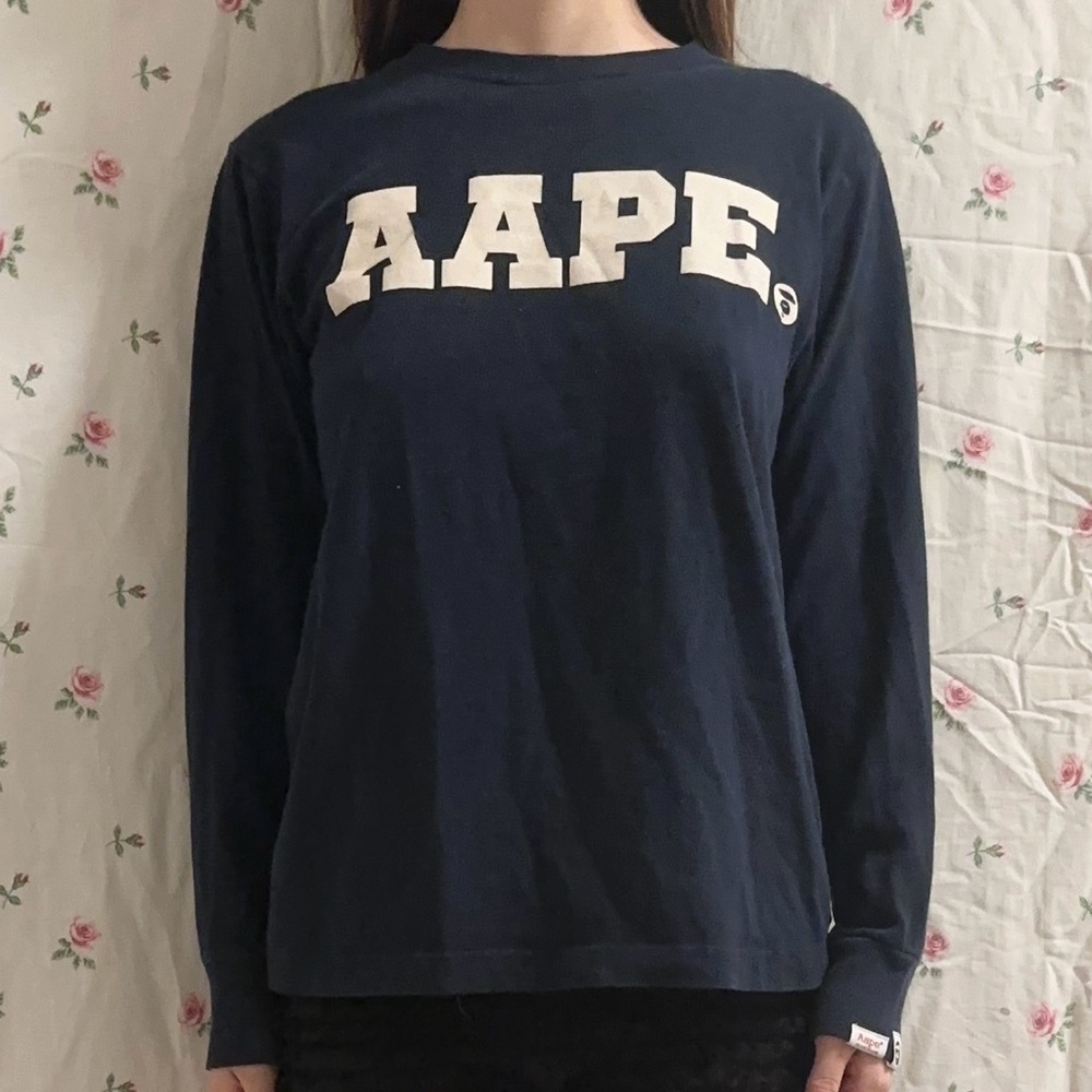 Unisex Men’s or Women’s AAPE By Bathing Ape Navy Long Sleeve Shirt